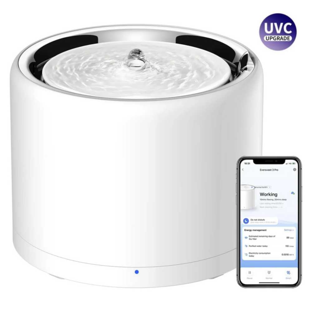 Eversweet pro 3 uvc fontaine à eau connectée pour animaux 1. 8l