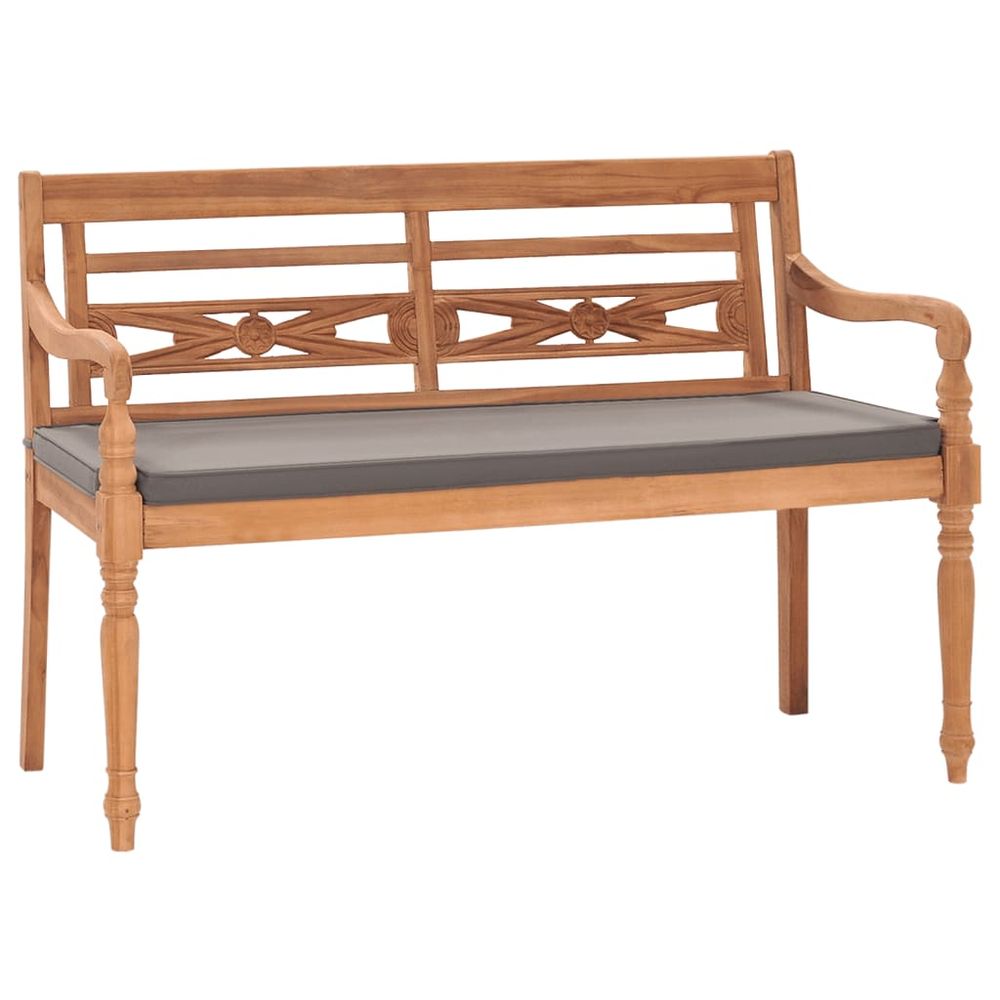 Banc de jardin meuble de patio d'extérieur terrasse avec coussin gris foncé 120 cm bois de teck massif