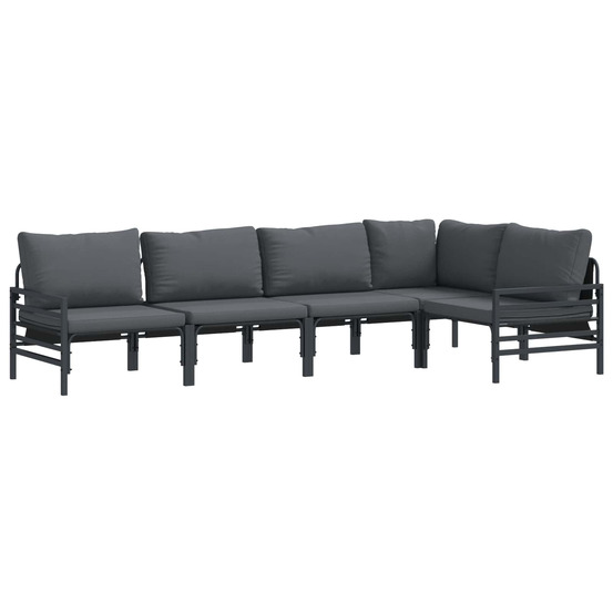 Ensemble de canapé de jardin avec coussin 5 pcs noir acier