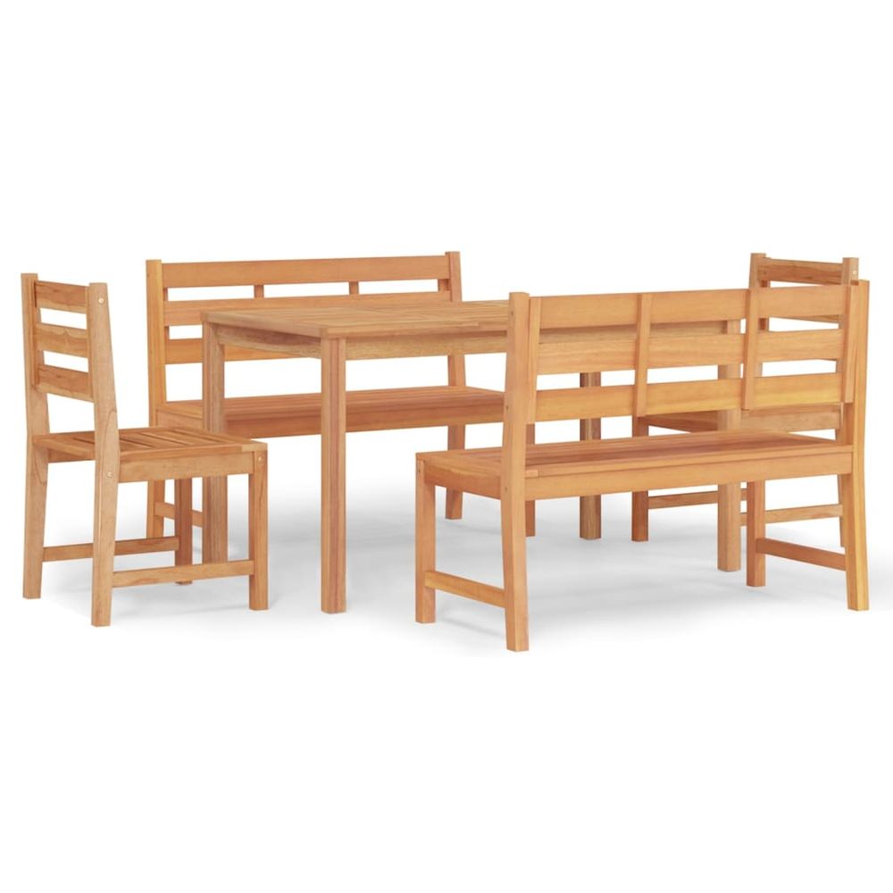 Ensemble à manger de jardin 5pcs bois de teck massif