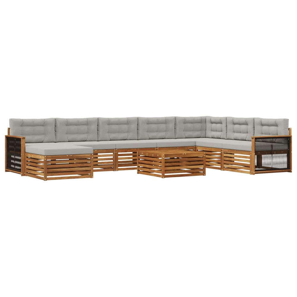 Ensemble de canapés d'extérieur 9 pc naturel et gris clair