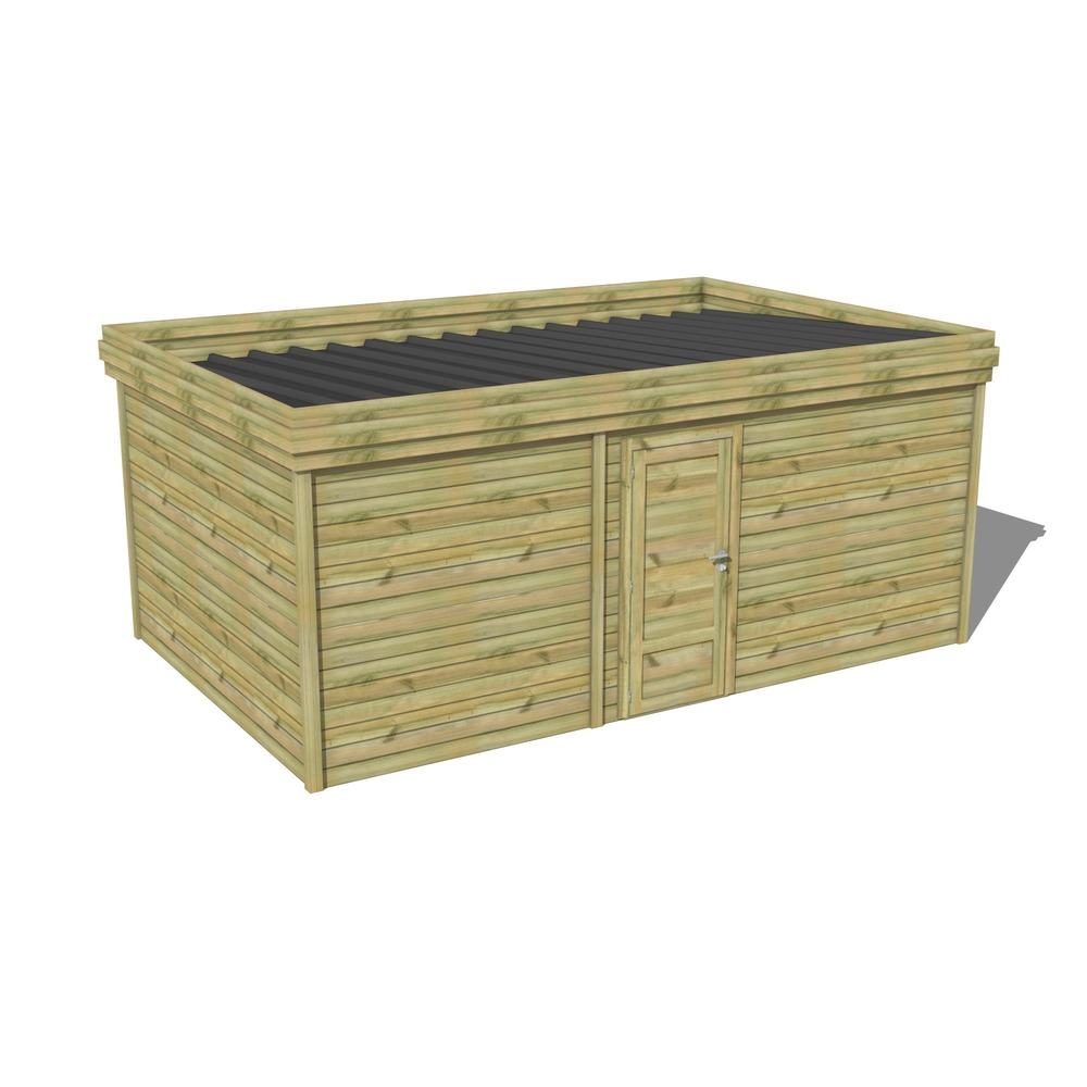 Abri de jardin bois pin traité autoclave 27mm - 5,99x3,44m / 21m2 - bac acier - abri français