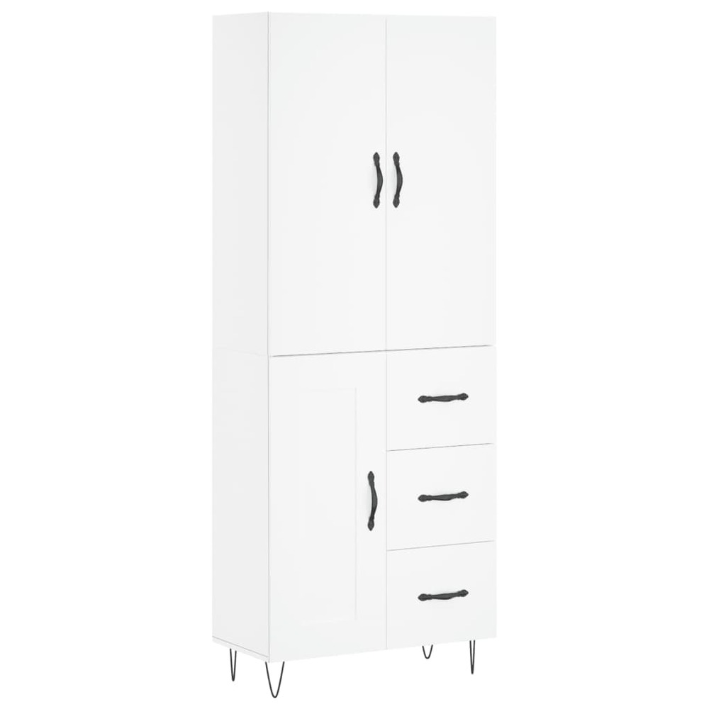 Buffet bahut commode armoire meuble de rangement organisateur cuisine salle de séjour salon haut 69,5 x 34 x 180 cm bois d'in
