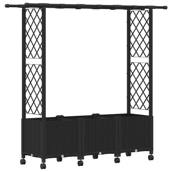 Lit élevé avec treillis et toit noir 162,5 x 40 x 142 cm pp