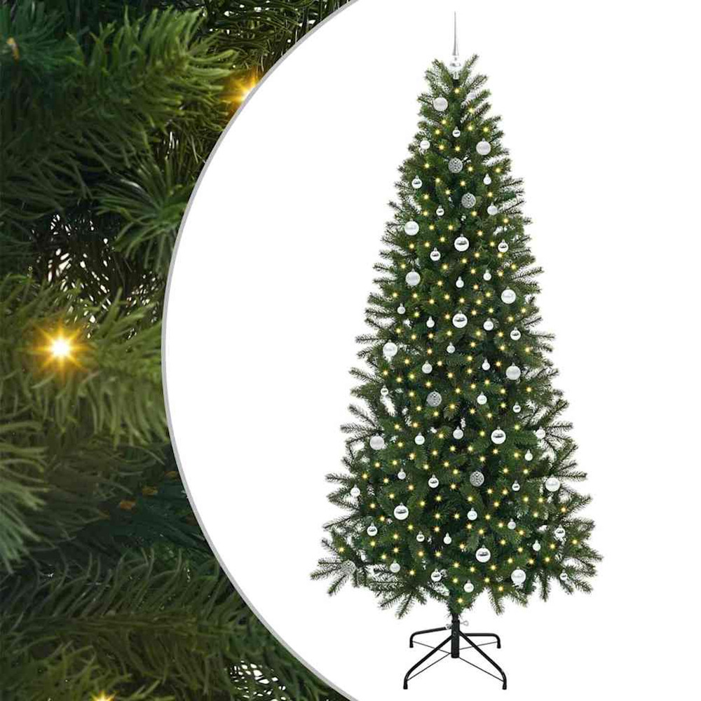Sapin de noël artificiel avec 300 led vert 240 cm pe et pvc