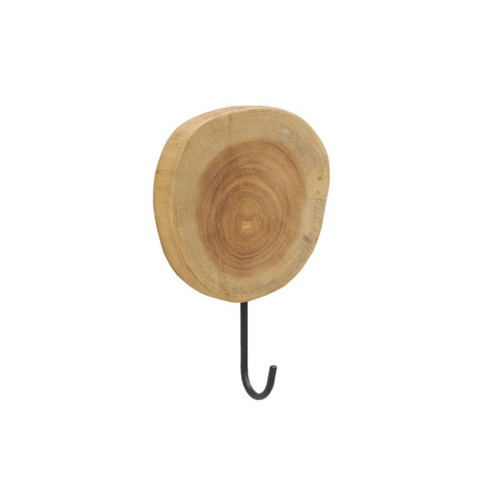 Patère ronde 1 crochet en teck et métal - arden 1 crochet