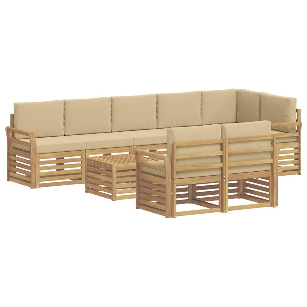 Ensemble de canapés d'extérieur 9 pc blanc et beige polyester