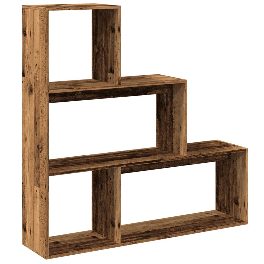 Étagère séparatrice de pièce 3 niveaux vieux bois 123x29x123 cm