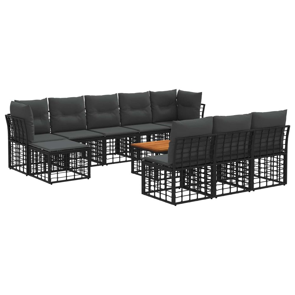 Ensemble de canapés d'extérieur 11 pc noir et gris foncé