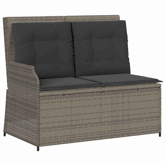 Banc de jardin avec coussin gris poly rotin