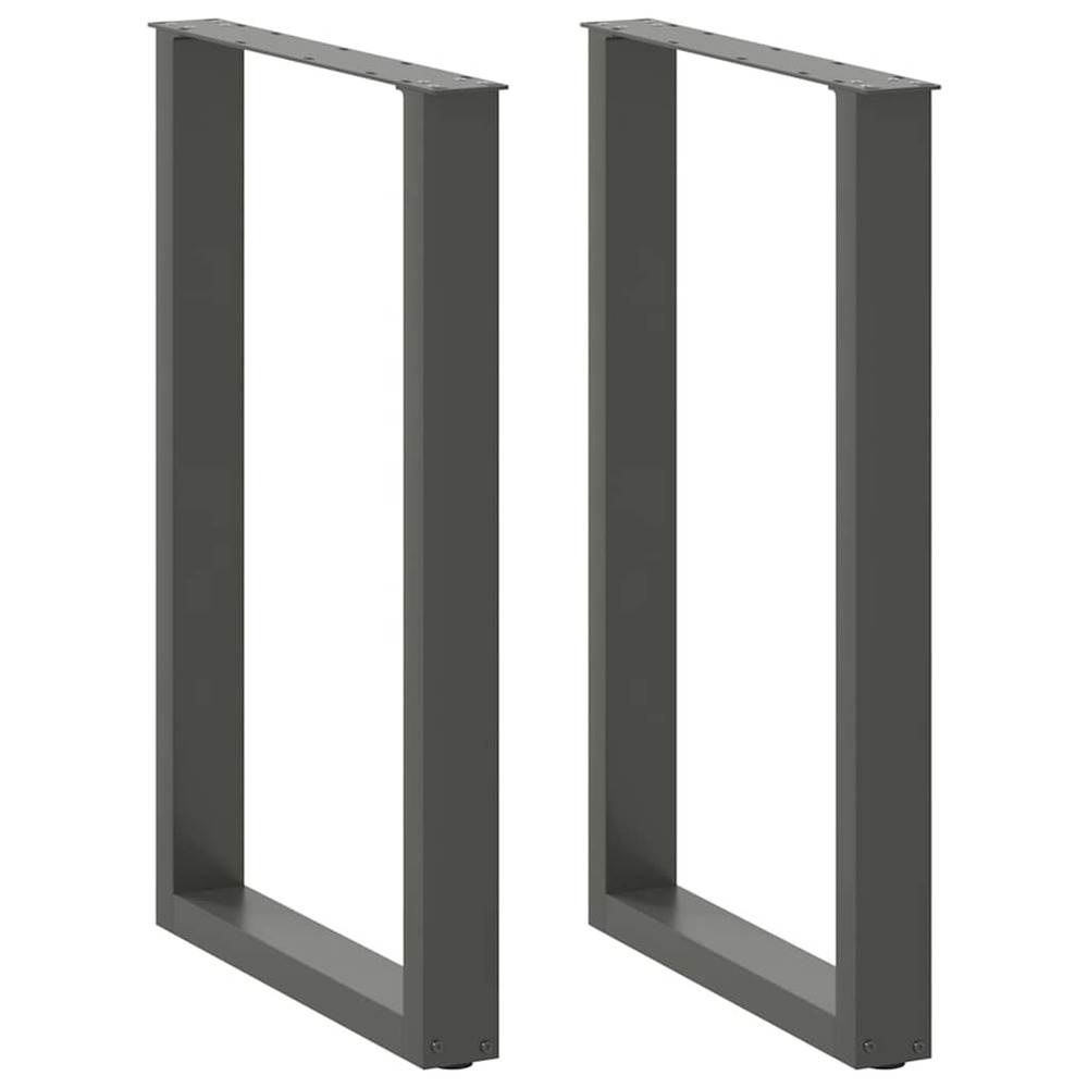 Pieds de table de bar en u 2 pièces anthracite 60 x (90-91) cm acier