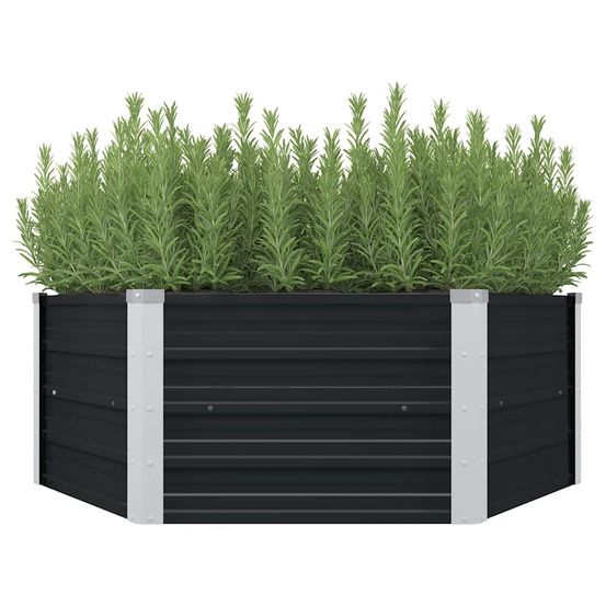 Carré potager surélevé acier galvanisé pour jardin balcon anthracite 129x129x45 cm