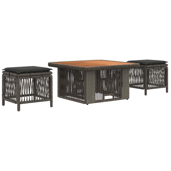 Ensemble de salle à manger pour jardin 3 pcs gris et gris foncé