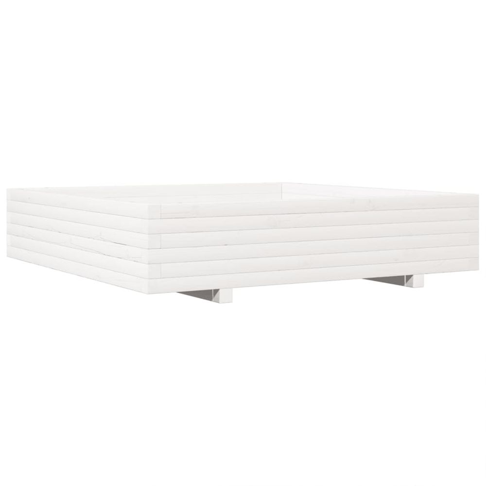 Jardinière d'extérieur blanc 110x110x26,5 cm bois de pin massif