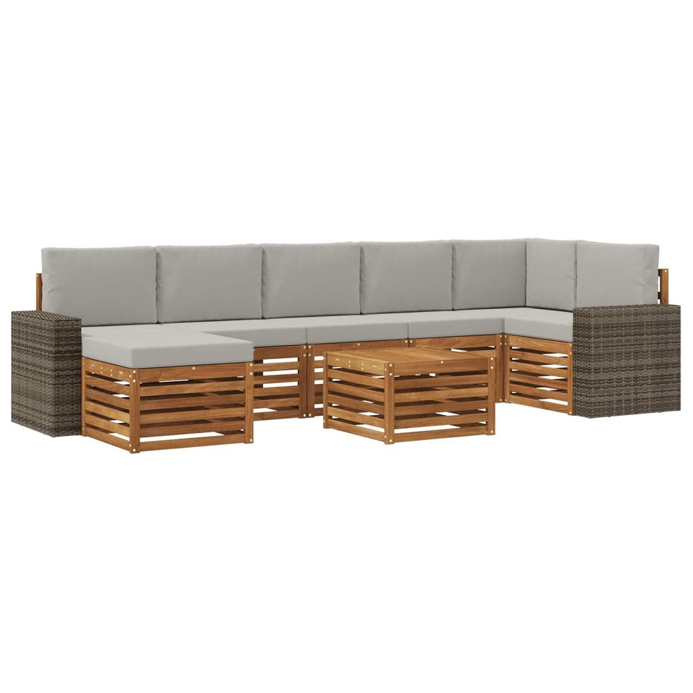 Ensemble de canapés d'extérieur 8 pc naturel et gris clair