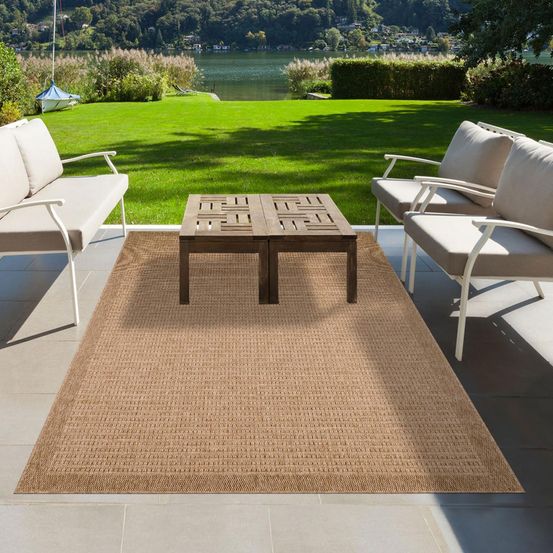 Tapis extérieur 80x300 tissé kilim beige jute art