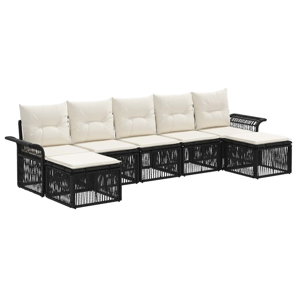 Ensemble de canapé de jardin 7 pc noir polyrotin