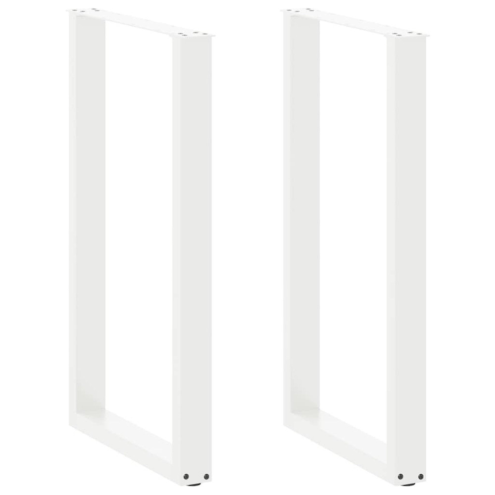 Pieds de table de bar en u, 2 pièces, blanc, 60 x (100-101) cm, acier
