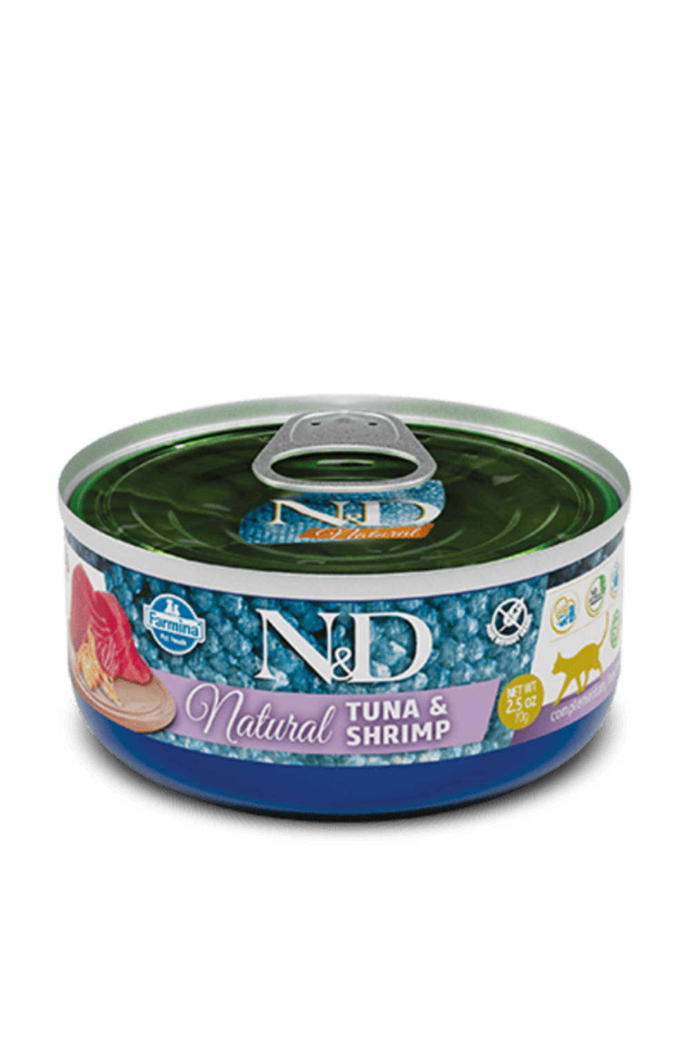 Humides n&d natural chat thon & crevette 24x70 gr