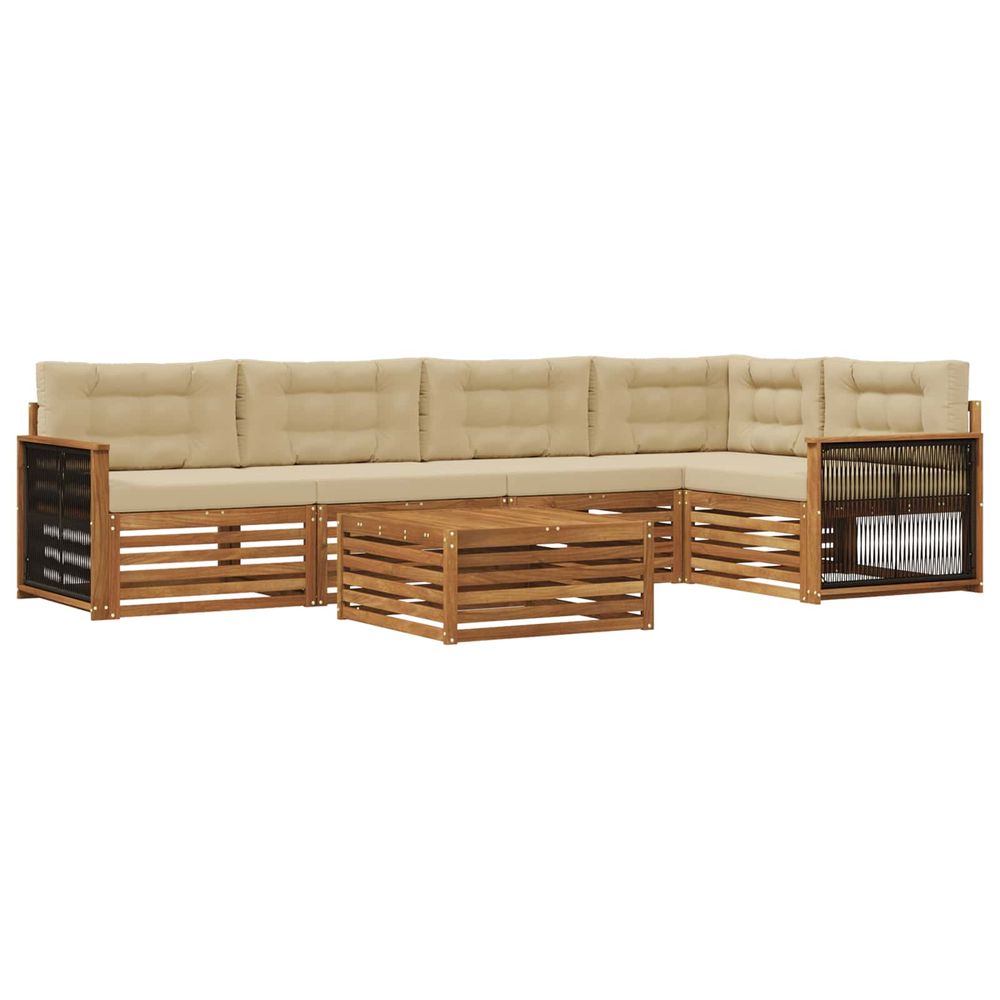 Ensemble de canapés d'extérieur 6 pc naturel et beige