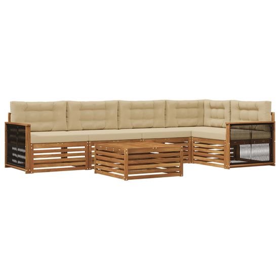 Ensemble de canapés d'extérieur 6 pc naturel et beige