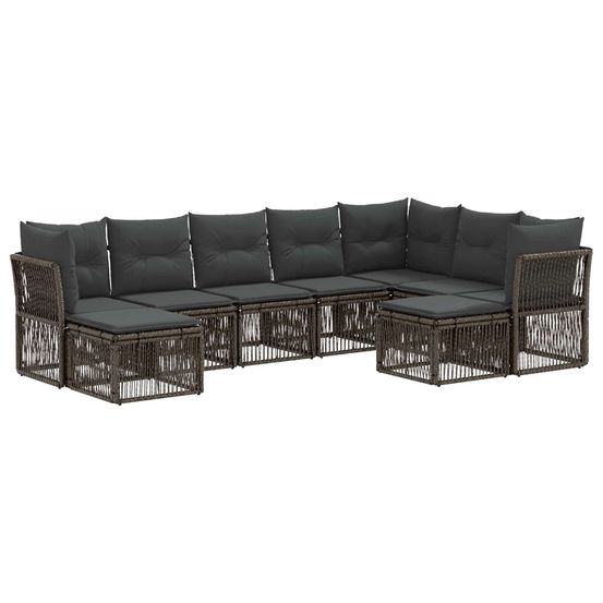 Ensemble de canapé de jardin 9 pc gris polyrotin