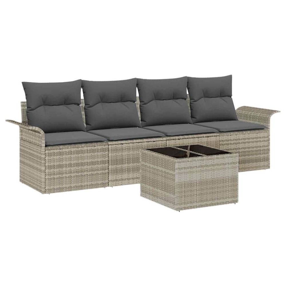 Ensemble de canapé de jardin 5 pièces gris clair et gris foncé