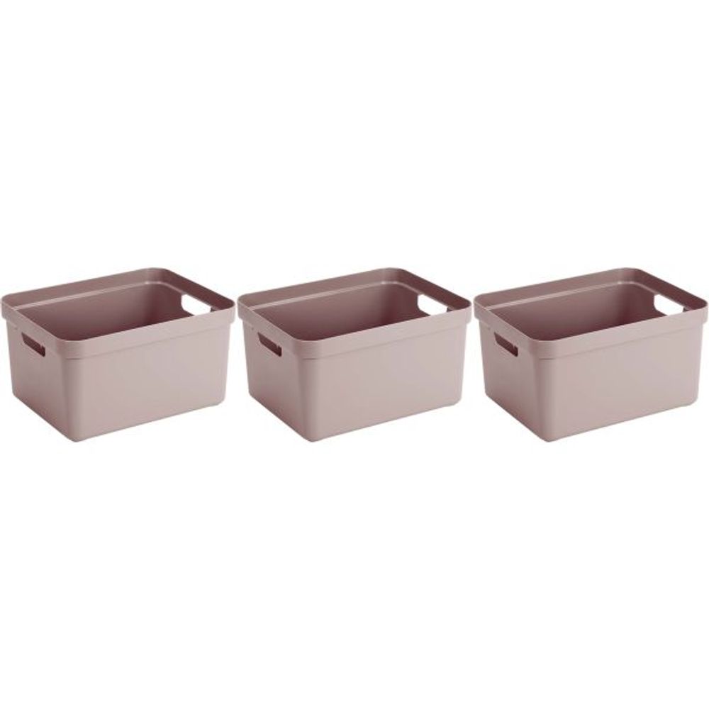 Boite de rangement sigma home box 32 l (lot de 3) rose
