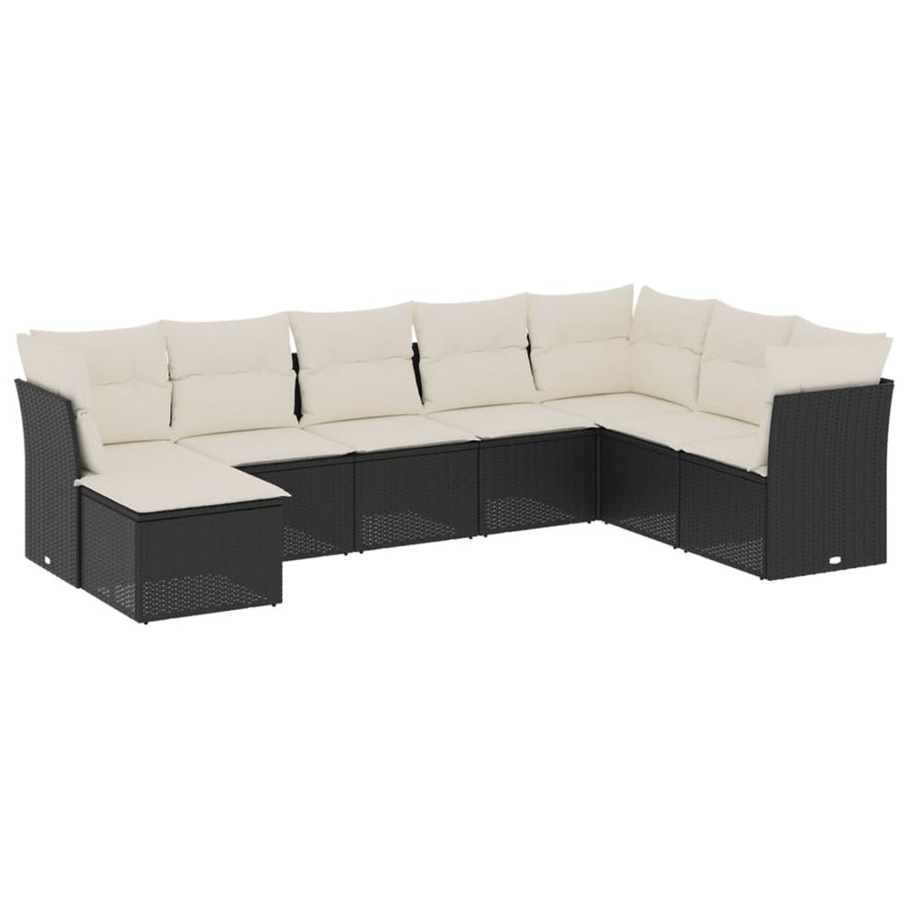 Salon de jardin 8 pcs avec coussins noir résine tressée