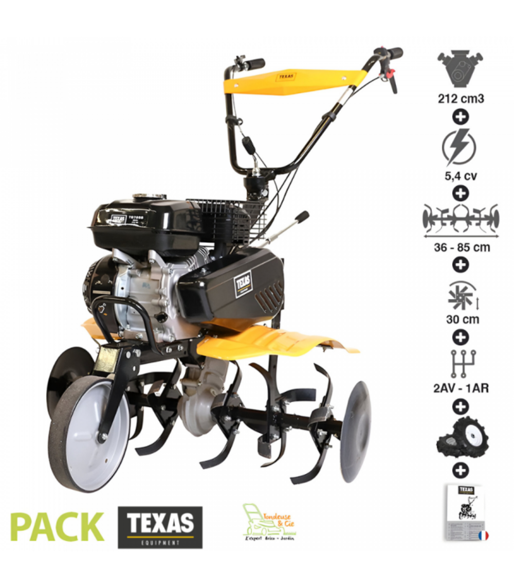 Motobineuse thermique 212cc 6 fraises boulonnés 2 av 1 ar texas fx815tg