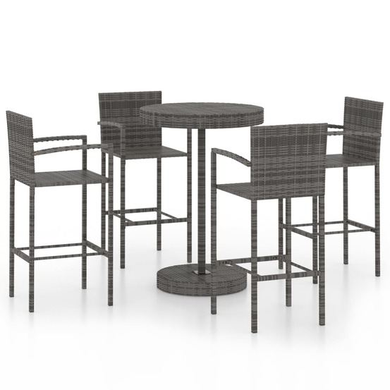 Ensemble de bar de jardin 5 pcs résine tressée gris