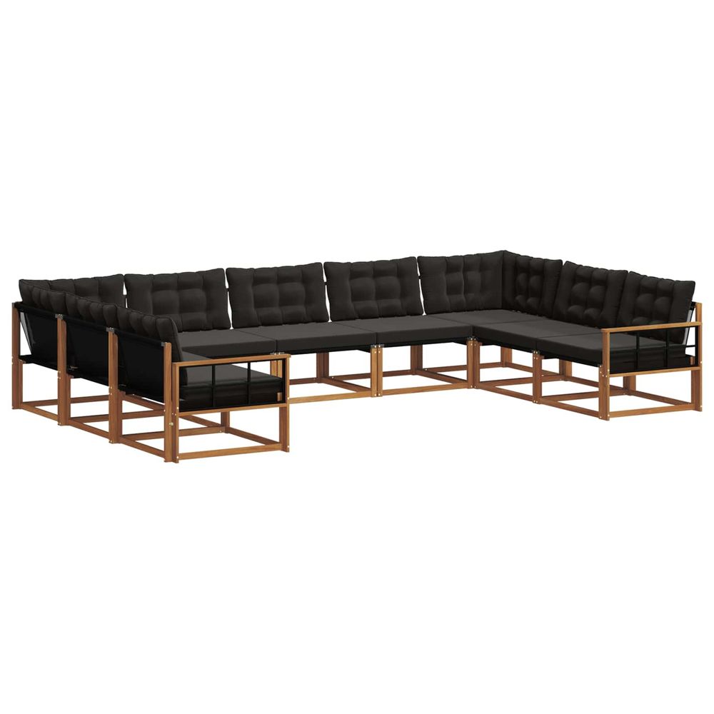 Ensemble de canapés d'extérieur 9 pc naturel et noir