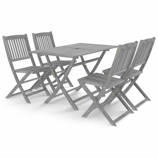 Mobilier à dîner de jardin 5 pièces bois d'acacia massif gris