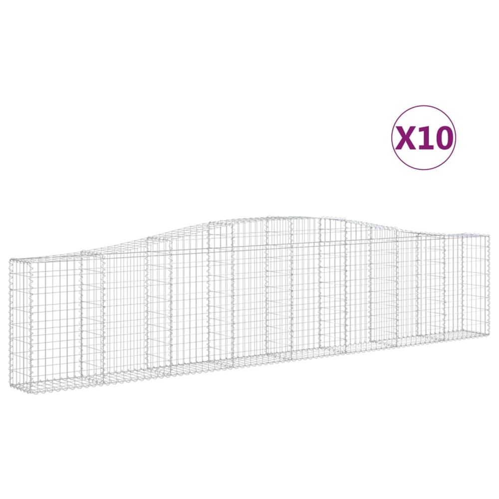 Paniers à gabions arqués 10 pcs 400x30x80/100 cm fer galvanisé
