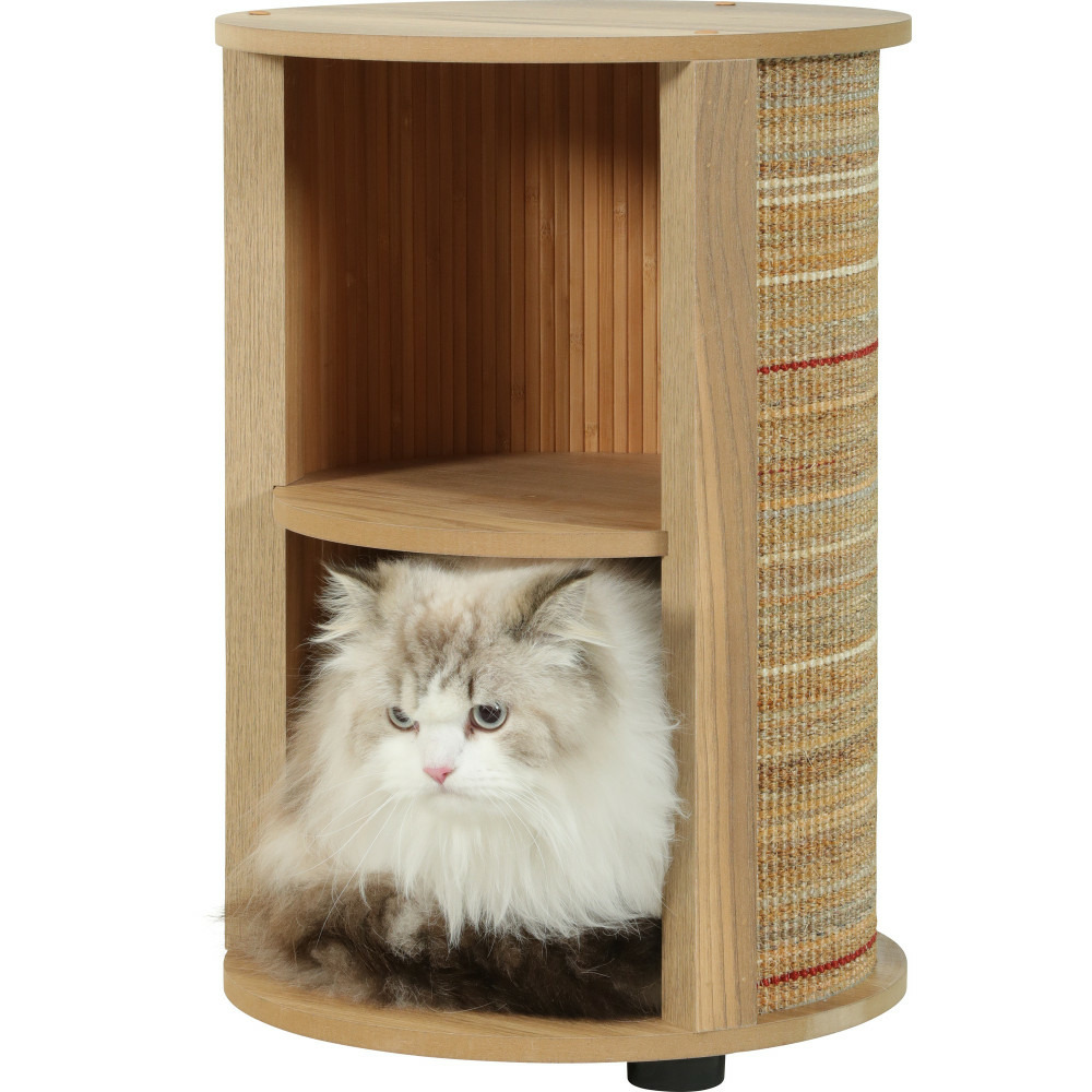 Meuble bout de canapé boréal 3 en 1 beige pour chat