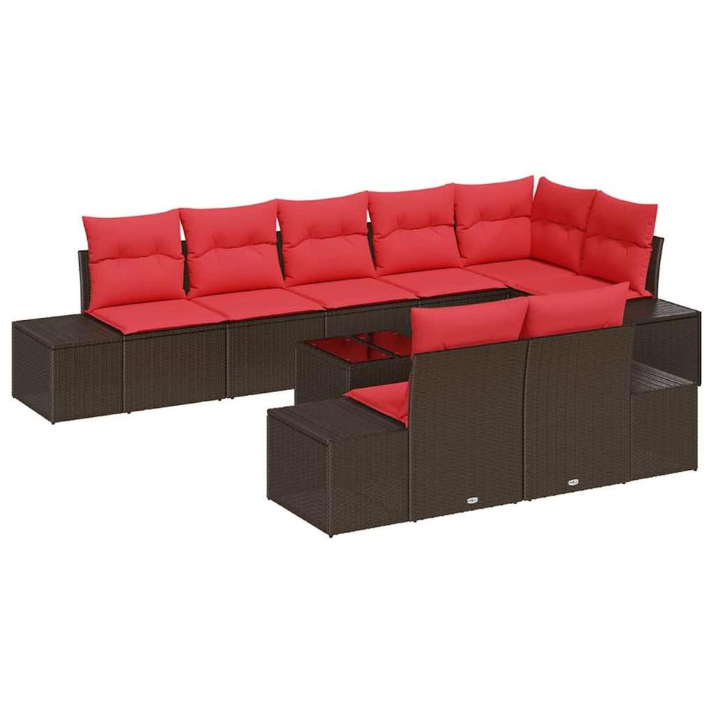 Ensemble de canapé de jardin 9 pc marron polyrotin