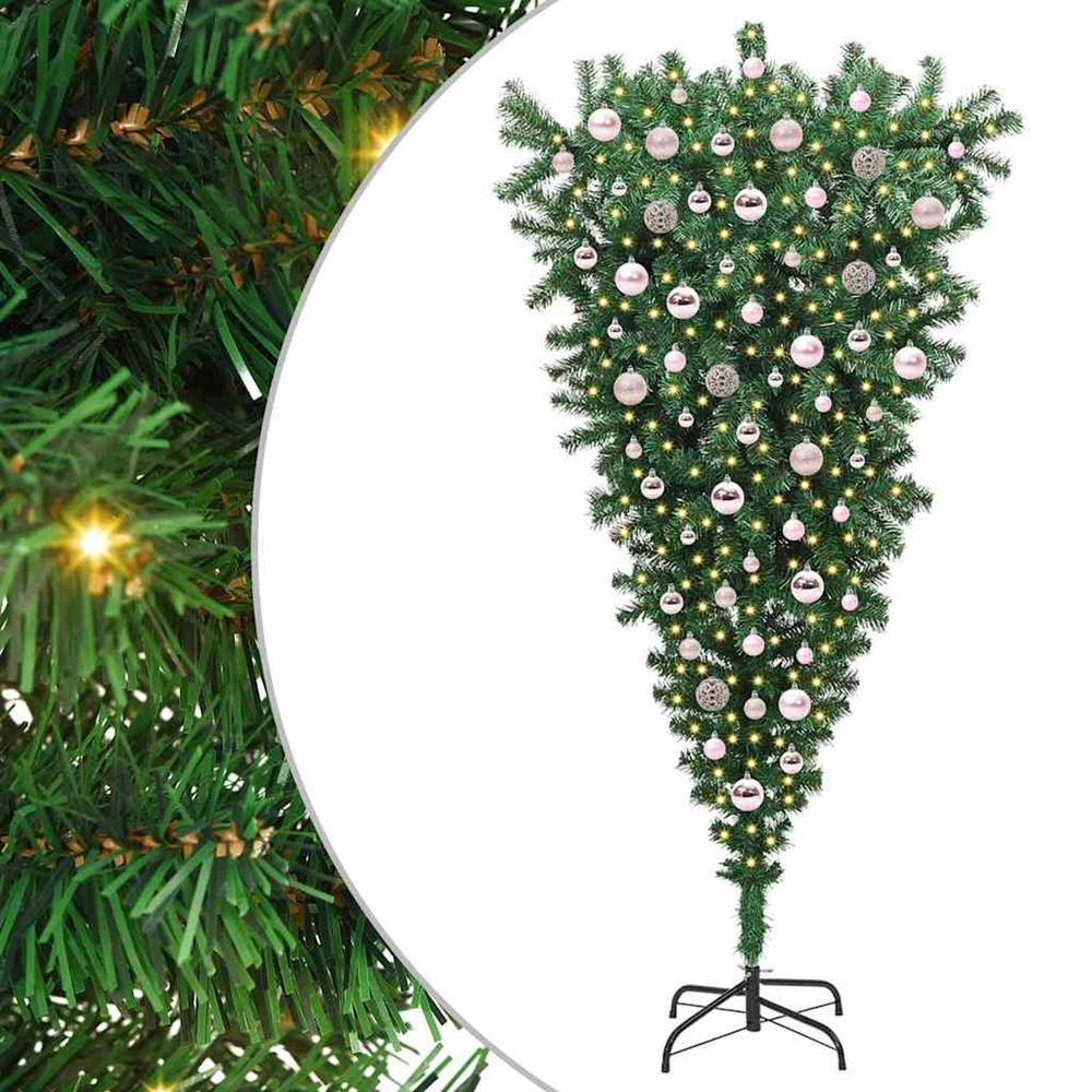 Arbre de noël artificiel pré-éclairé à l'envers avec ensemble de boules