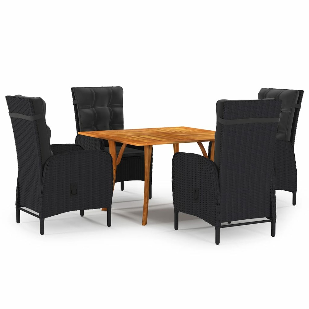 Ensemble de salle à manger de jardin 5 pcs noir
