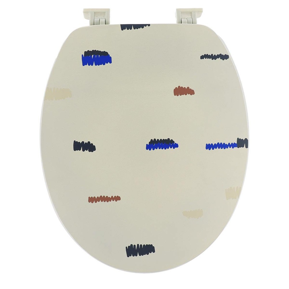 Abattant wc 18 pouces mdf couvercle design imprime et attaches plastique - signature