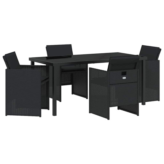 Ensemble de salle à manger pour jardin 5 pcs noir polyrotin