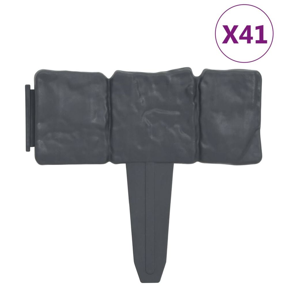 Clôture de jardin aspect de pierre 41 pcs plastique 10 m