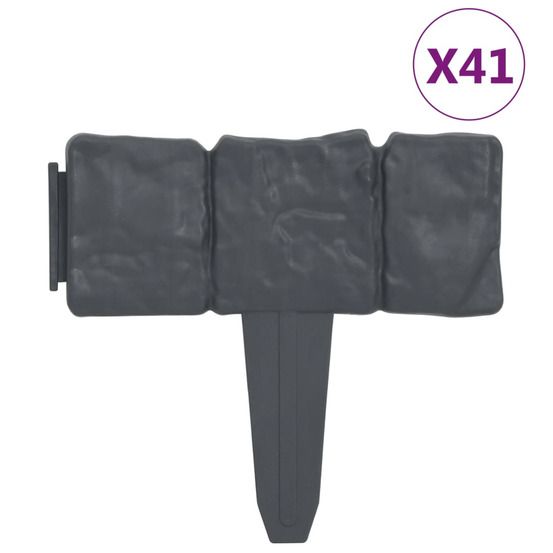 Clôture de jardin aspect de pierre 41 pcs plastique 10 m