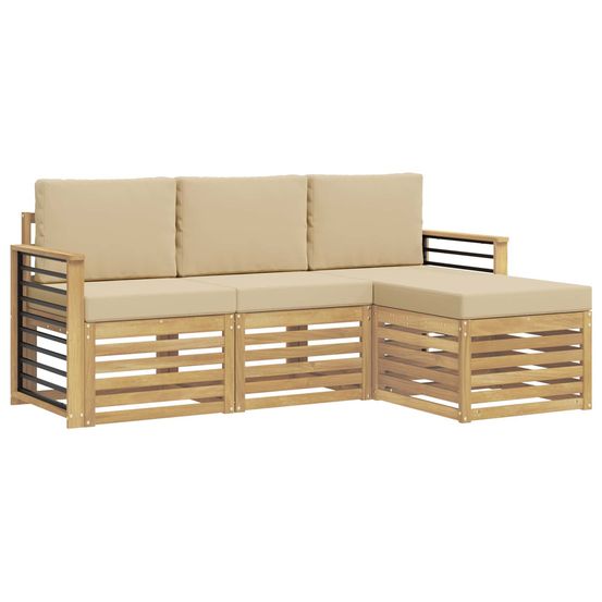 Ensemble de canapés d'extérieur 4 pc blanc et beige polyester