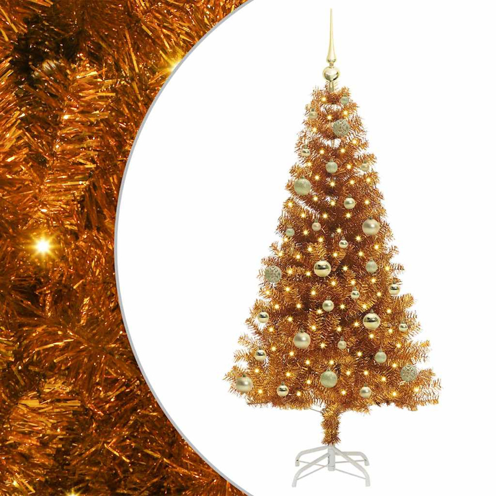 Sapin de noël avec 150 led avec support doré 150 cm pet