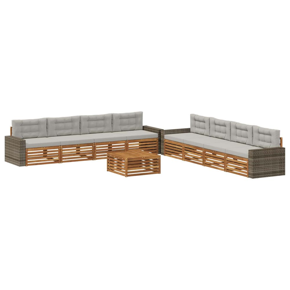 Ensemble de canapés d'extérieur 9 pc naturel et gris clair
