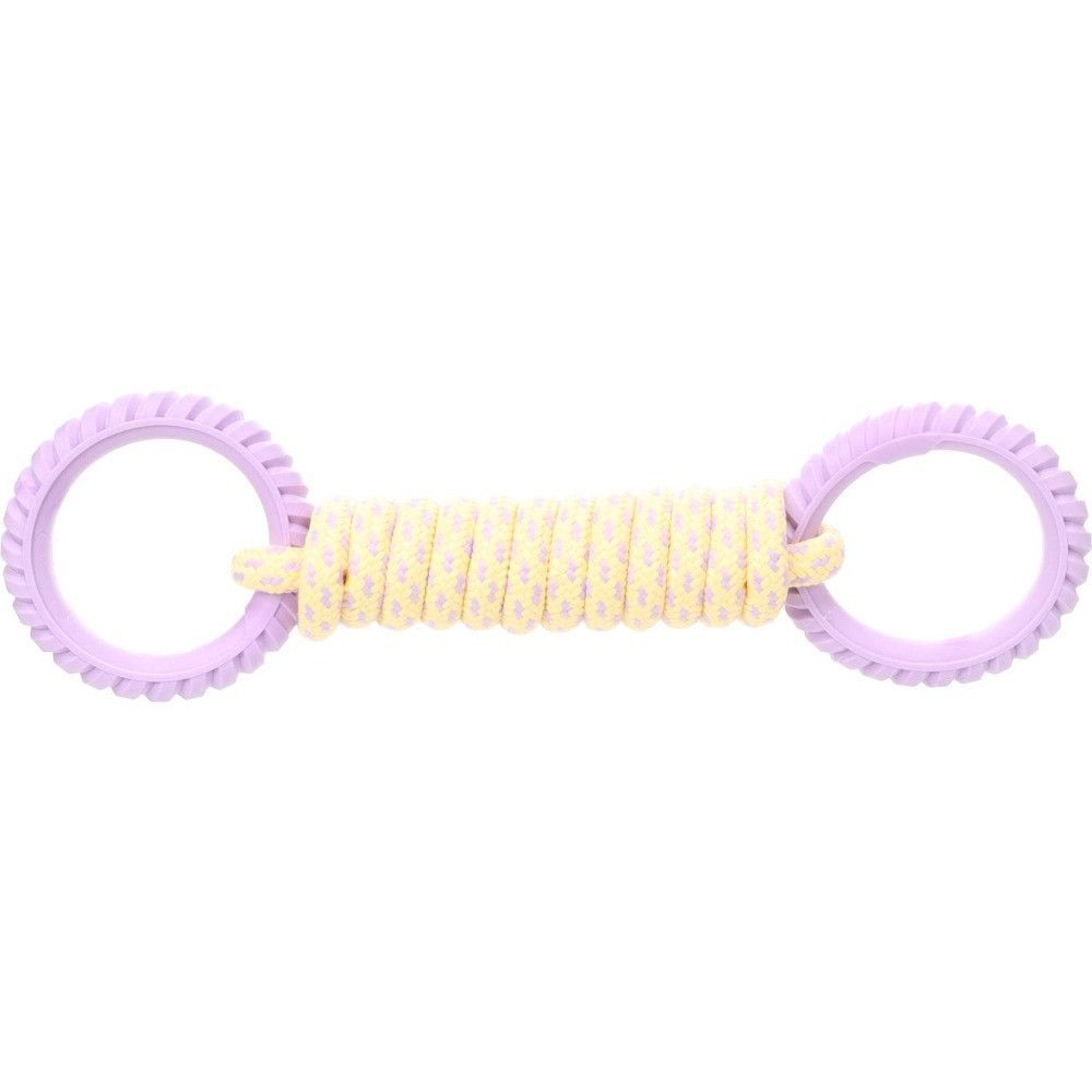 Jouet corde à tirer et anneau twist pour chien joanie pourpre - flamingo