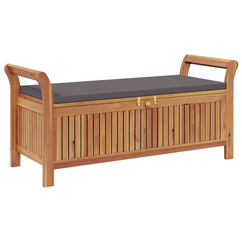 Banc de rangement de jardin avec coussin 126 cm bois d'acacia