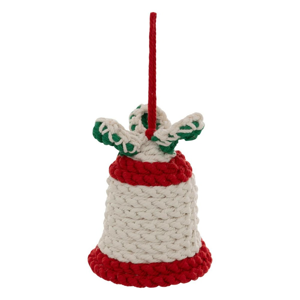 Sujet cloche décor houx coton crochet h.9cm blanc
