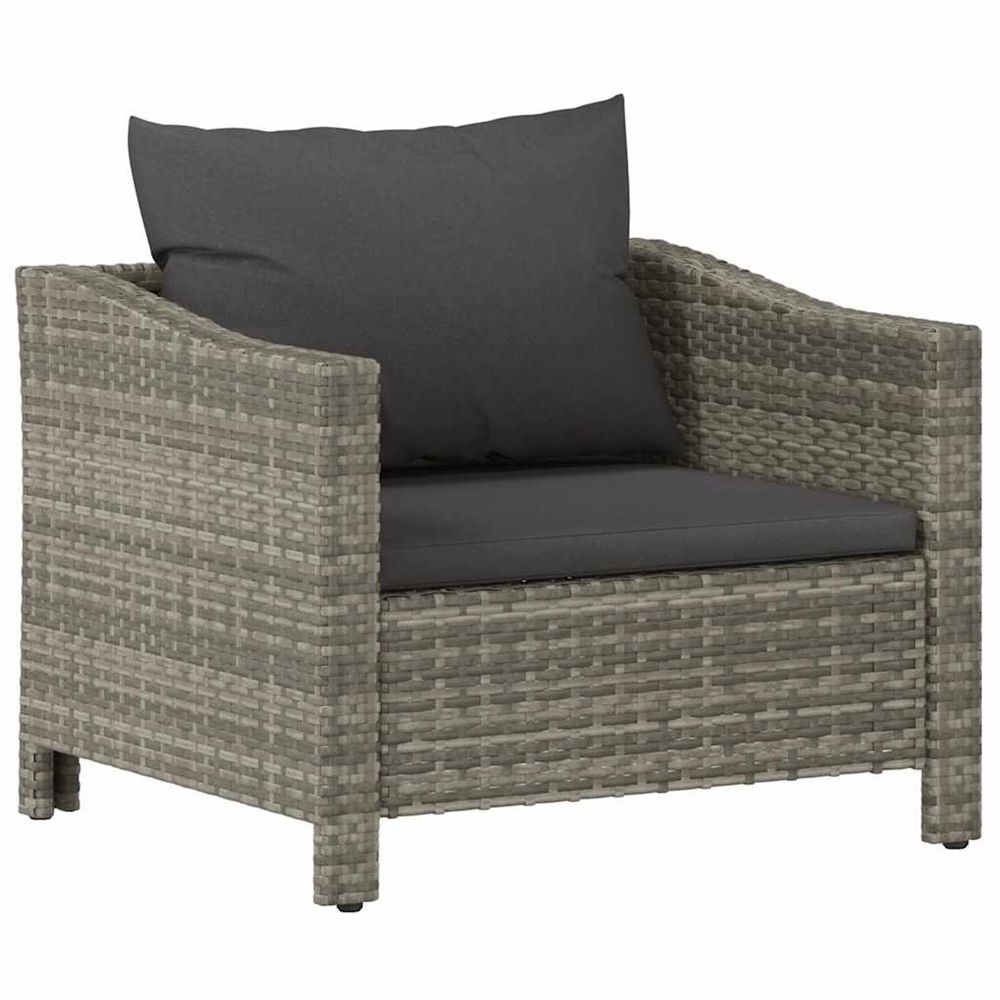 Fauteuil de jardin avec coussin en polyrotin gris