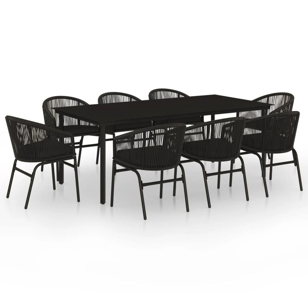 Ensemble à manger de jardin 9 pcs noir